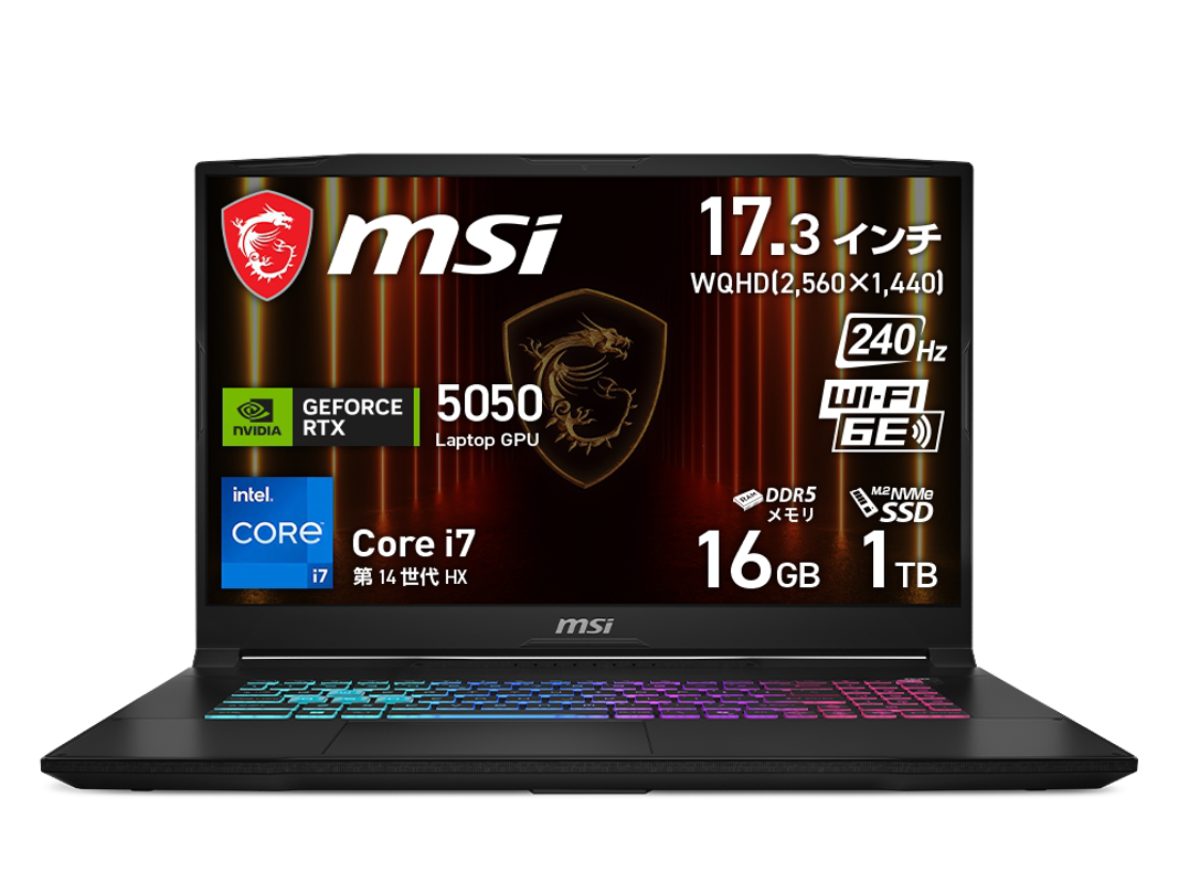 ＭＳＩゲーミングノートPC MSI MSI ゲーミングノート Katana 17 HX B14W Katana-17-HX-B14WGK