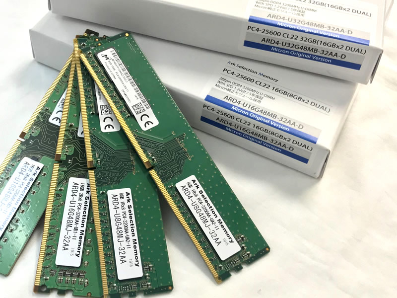 Ark Ard4 U32g48mb 32aa D Micron Edition Ark Selection Memory デスクトップpc向けマイクロン純正モジュール採用288pin Ddr4 3200 32gb 16gbx2枚組 デュアルチャンネルキット 製品詳細 パソコンshopアーク Ark
