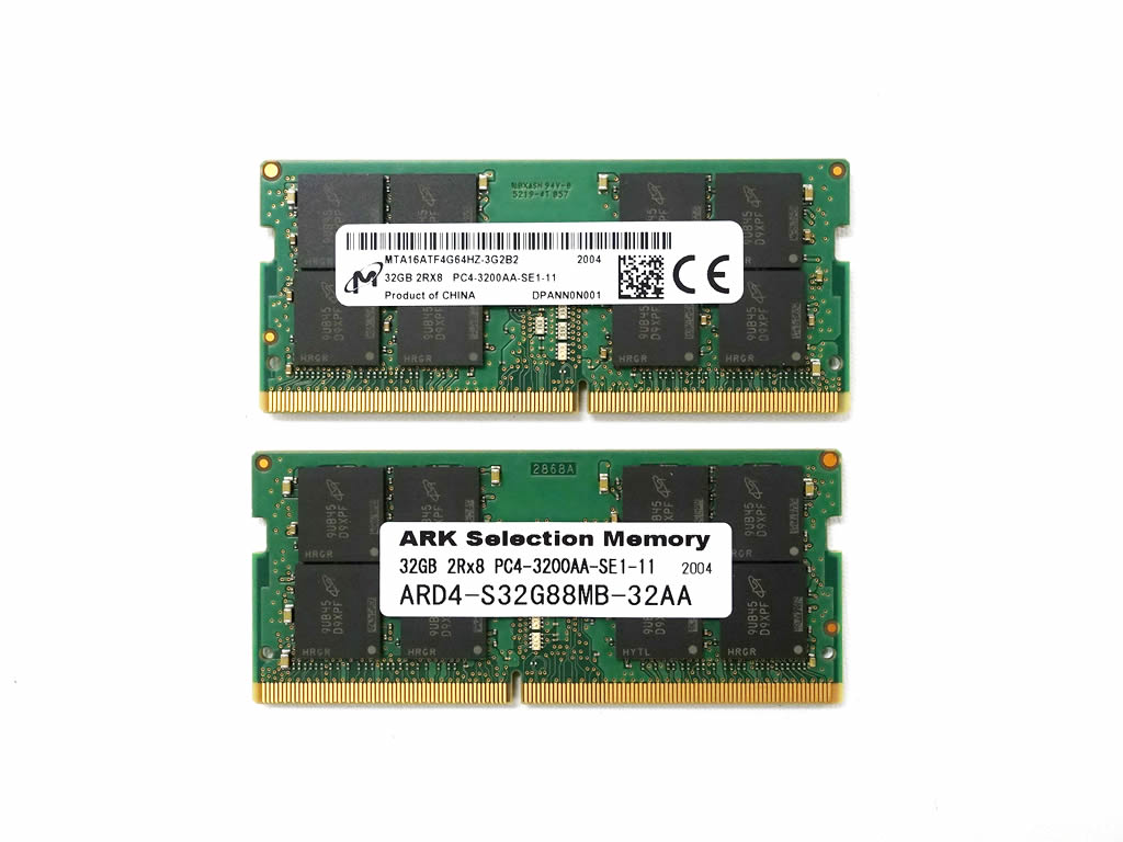 Ark Ard4 S64g88mb 32aa D Micron Edition Ark Selection Memory ノート コンパクトpc向けマイクロン純正モジュール採用260pin Ddr4 3200 So Dimm 64gb 32gbx2枚組 デュアルチャンネルキット 製品詳細 パソコンshopアーク Ark