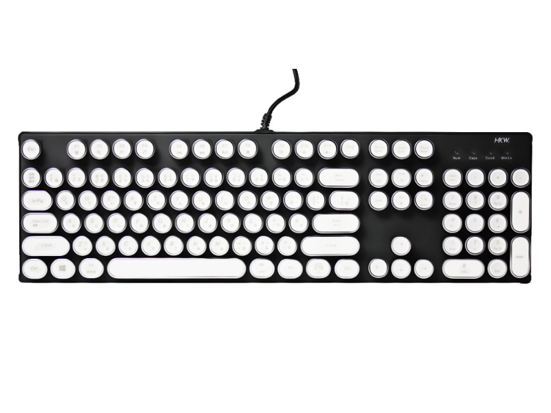 9198円 入園入学祝い HKW タイプライター風メカニカルキーボード 青軸 104キー USB有線 日本語キーボード アンティーク風
