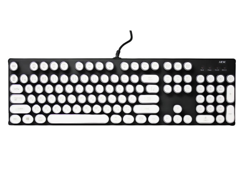 HKW HKW タイプライター風メカニカルキーボード 青軸 104キー USB有線 日本語キーボード ホワイト - 製品詳細 |  パソコンSHOPアーク（ark）