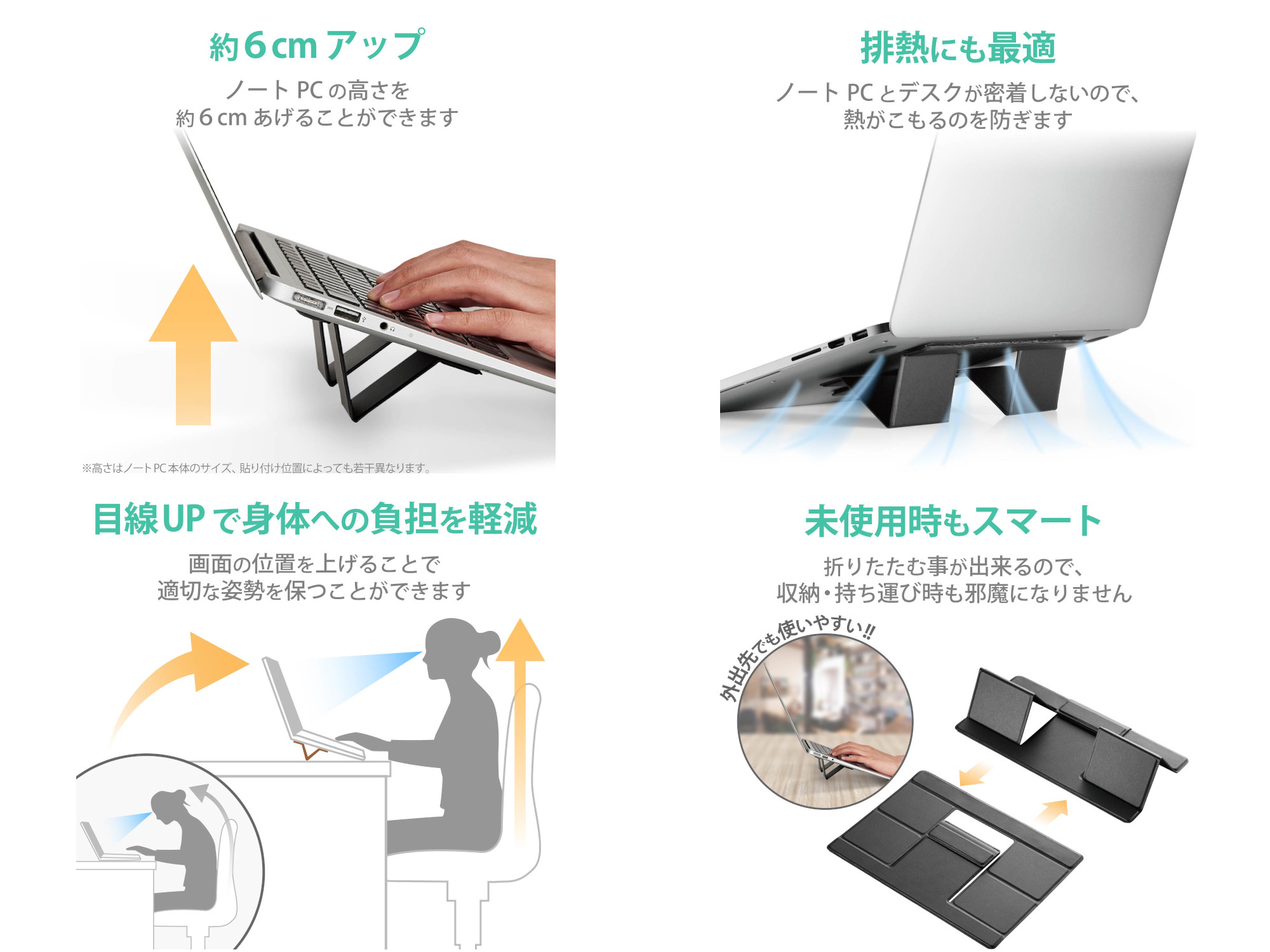 エレコム 折りたたみノートpcスタンド 装着式 薄型 M 製品詳細 パソコンshopアーク Ark