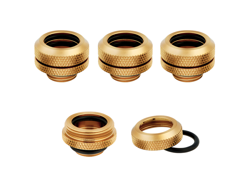 Hydro X Series XF Hardline 14mm OD Fitting Four Pack - Gold