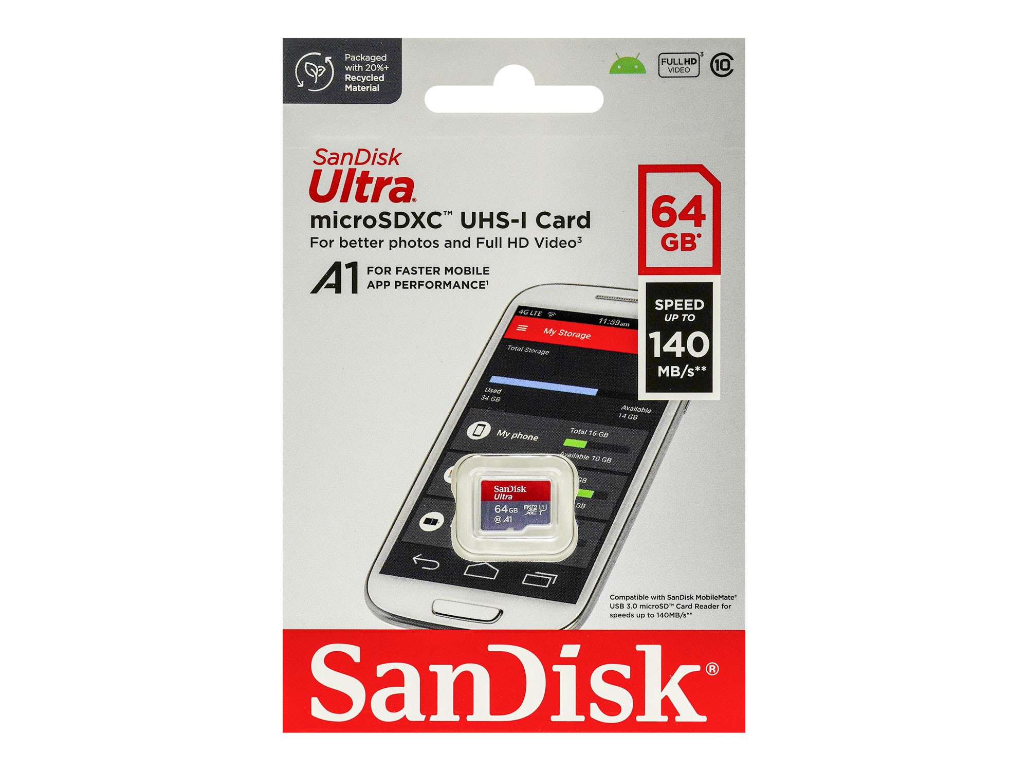 SanDisk SDSQUAB-064G-GN6MN Ultra MicroSDXCカード 64GB A1対応 [並行輸入海外パッケージ品 ...