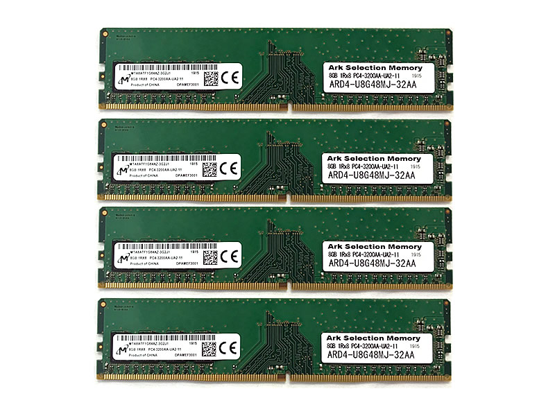 Ark Ard4 U32g48mb 32aa Q Micron Edition Ark Selection Memory デスクトップpc向けマイクロン純正モジュール採用288pin Ddr4 3200 32gb 8gbx4枚組 クアッドチャンネルキット 製品詳細 パソコンshopアーク Ark