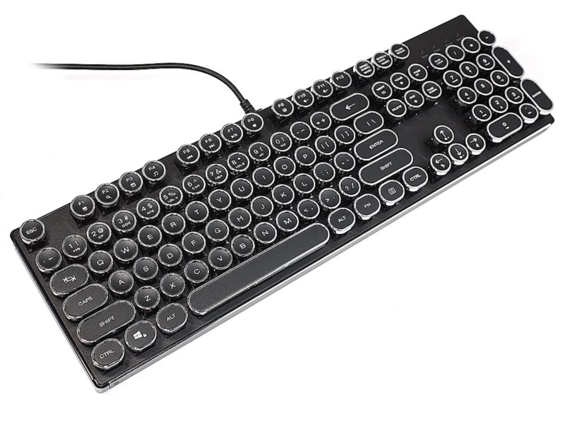 HKW HKW タイプライター風メカニカルキーボード 青軸 104キー USB有線 英語キーボード - 製品詳細 | パソコンSHOPアーク（ark）