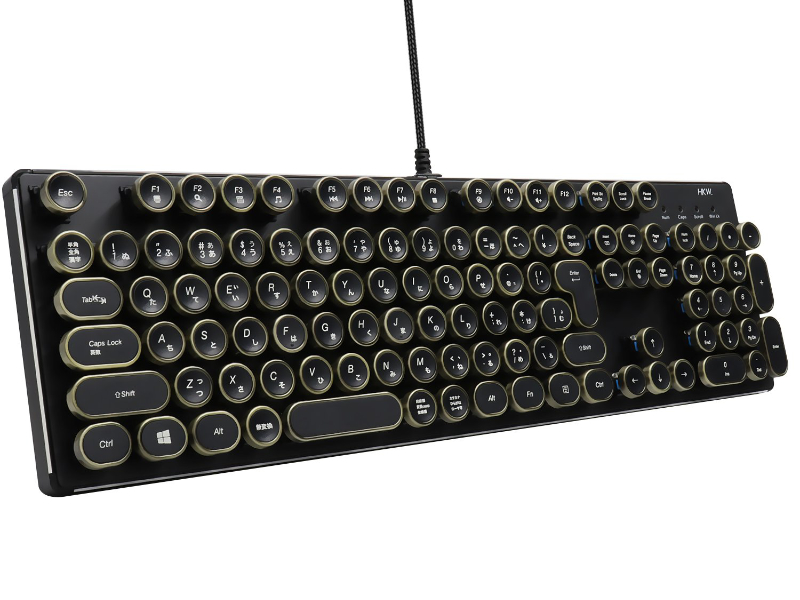 Hkw Hkw タイプライター風メカニカルキーボード 青軸 Jis規格 109キー Usb有線 日本語キーボード アンティーク 製品詳細 パソコンshopアーク Ark