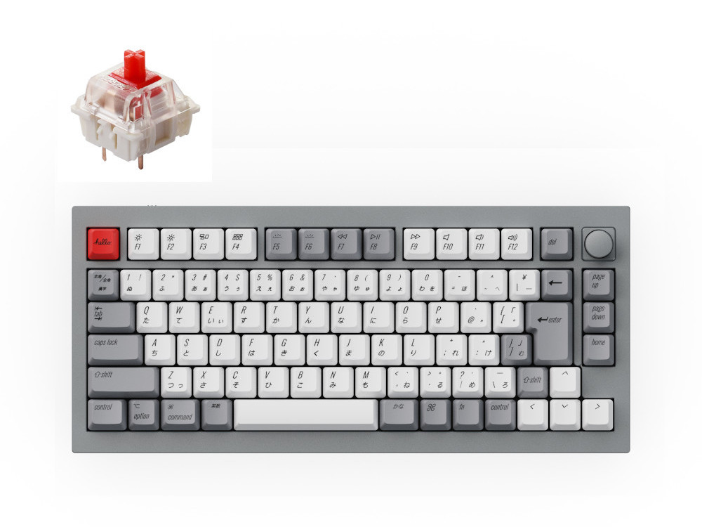 Keychron Keychron Q1 QMK カスタム・メカニカルキーボード ノブバージョン - JIS配列(テンキーレス)- 組み立て済み /  シルバーグレー / Gateron G Proスイッチ(ホットスワップ) 赤軸 Q1 - 製品詳細 | パソコンSHOPアーク（ark）
