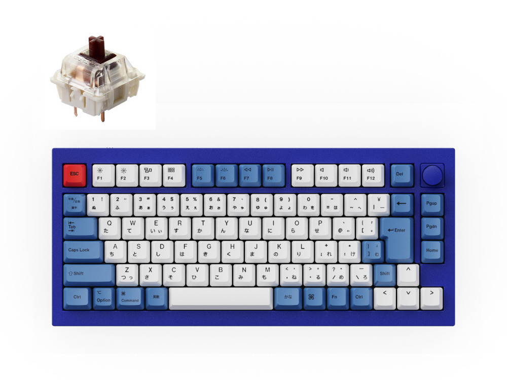 Keychron Keychron Q1 QMK カスタム・メカニカルキーボード ノブバージョン - JIS配列(テンキーレス)- 組み立て済み /  ネイビーブルー / Gateron G Proスイッチ(ホットスワップ) 茶軸 Q1 - 製品詳細 | パソコンSHOPアーク（ark）