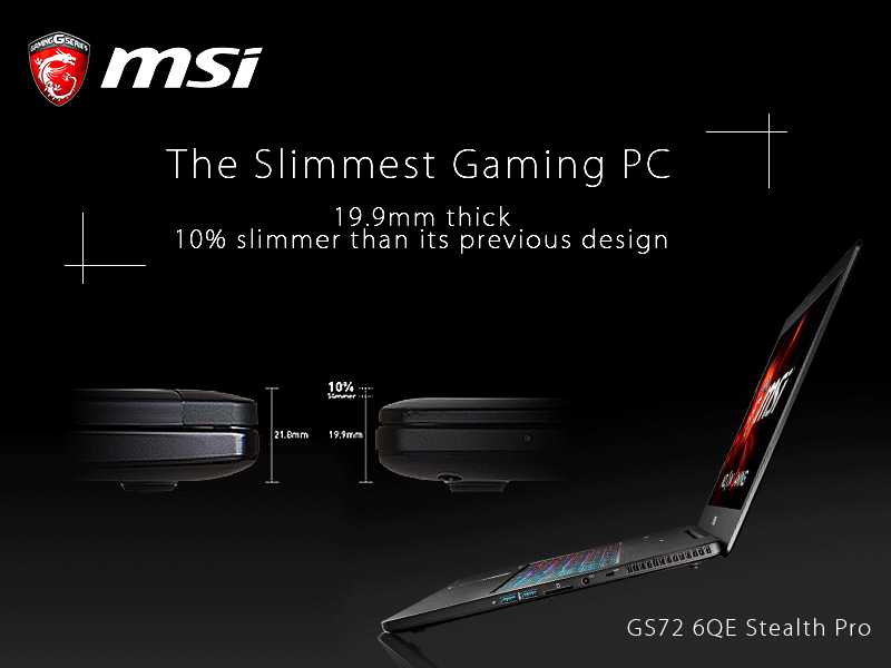 厚さ19.9mmと、さらに10%薄くなった17インチゲーミングノート「GS72
