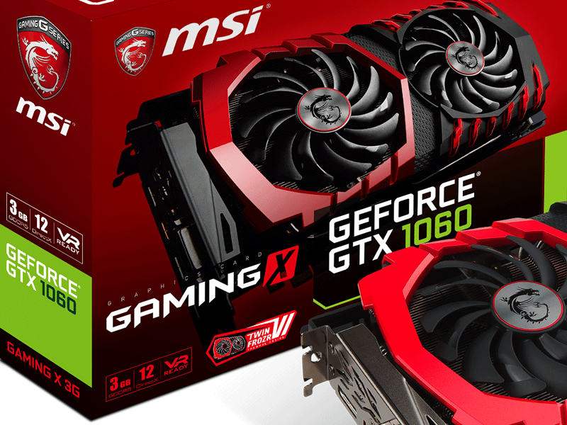 TWIN FROZR VI搭載OC仕様のGTX1060カードにGDDR5 3GBモデル「MSI