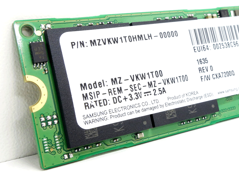 SM961 M.2 NVMe SSDシリーズに容量1TBモデル「MZVKW1T0HMLH