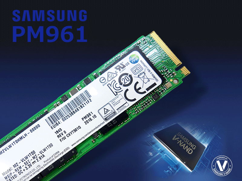 Samsung 3bit MLC V-NAND採用M.2 2280 NVMe SSD PM961シリーズ1TB ...