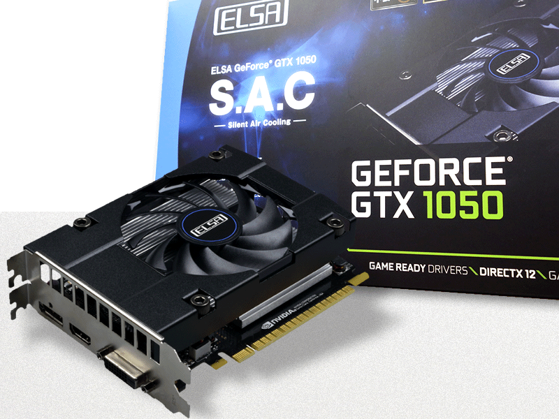 ELSAからS.A.Cファン搭載GEFORCE GTX 1050 GPU搭載カード「GD1050 ...