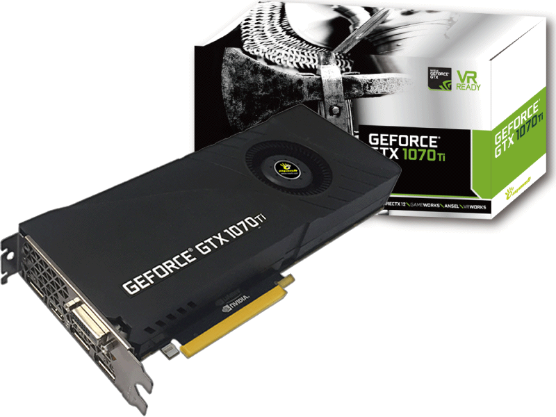 外排気ブロアーファン搭載のシンプルなGEFORCE GTX 1070 Tiカード