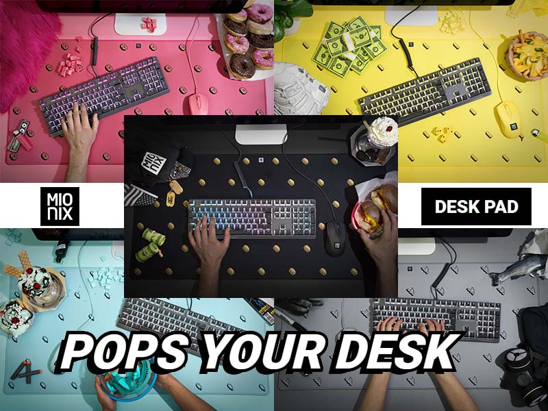 デスク上をポップな場所に変身!カラフルなマウスパッド「Mionix Desk 