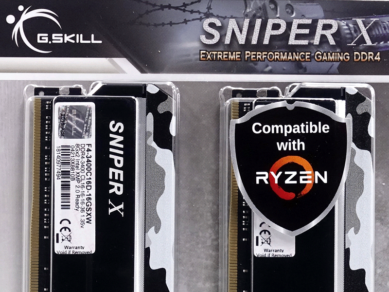 G.SKillの迷彩柄OCメモリーSNIPER Xに初のAMD対応モデル「F4-3400C16D