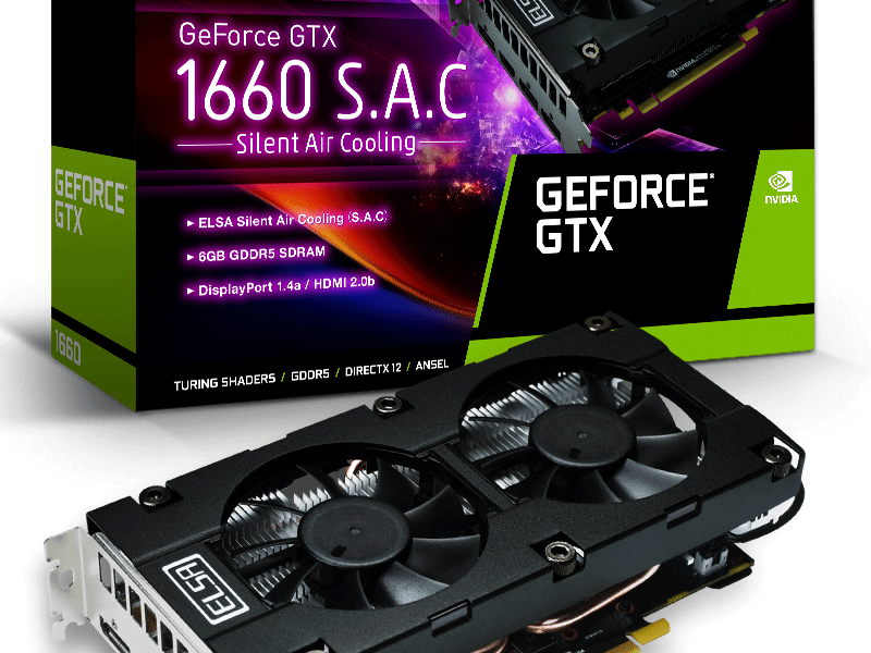 ELSAからS.A.Cデュアルファン搭載のGEFORCE GTX 1660搭載グラフィック
