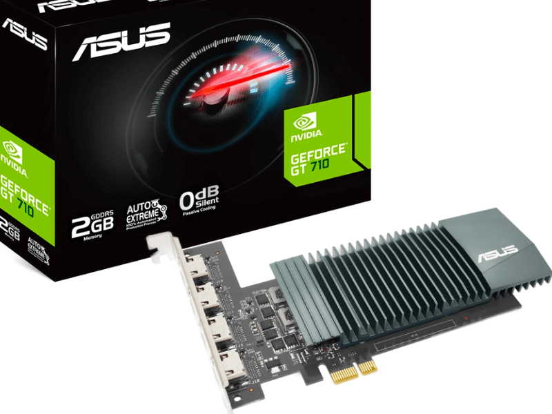 ASUSからファンレスでPCI-E x1接続に対応、4画面出力対応のGEFORCE GT 