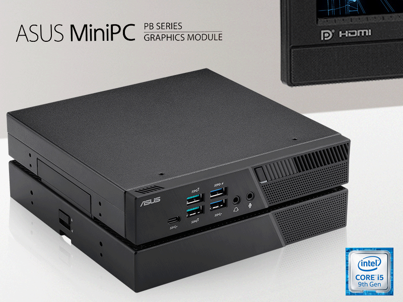 ASUS Mini PC PB60Gベース、intel Core i5プロセッサーとGTX1650を搭載