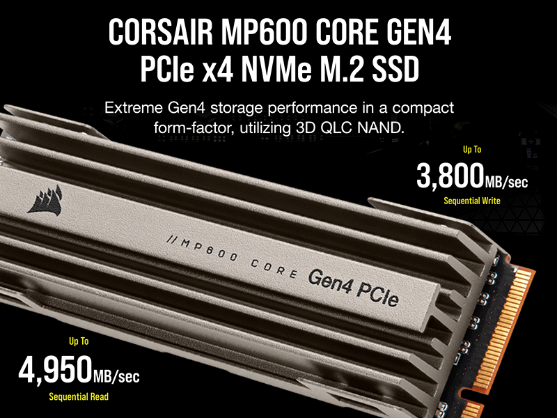 QLCで最大4950MB/s、CorsairからPS5016-E16と3D QLC NANDを QLCで最大4950MB/s、CorsairからPS5016-E16と3D QLC NANDを