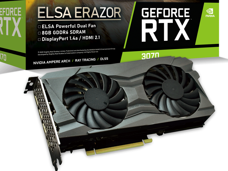 薄くて短い、ELSAからコンパクトなGEFORCE RTX 3070搭載グラフィック