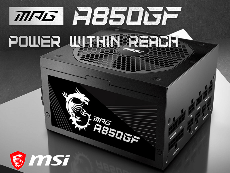 MSIから80PLUS GOLD認証取得のフルモジュラー式ATX電源「MPG A850GF