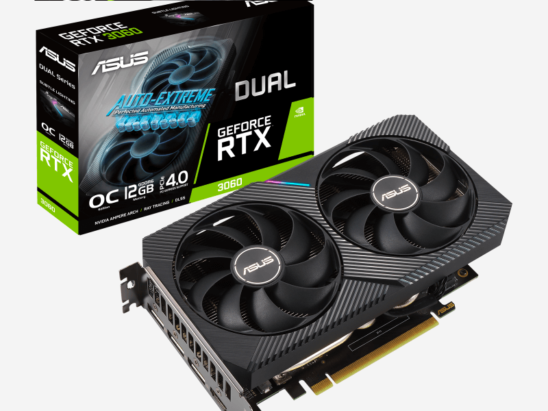 ASUS、2スロット対応長さ200mmにデュアルファン装備 GeForce RTX 3060 ...