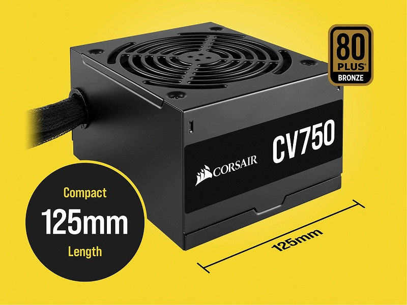 奥行き125mm、Corsairの超コンパクト設計な80PLUS Bronze 電源ユニット ...