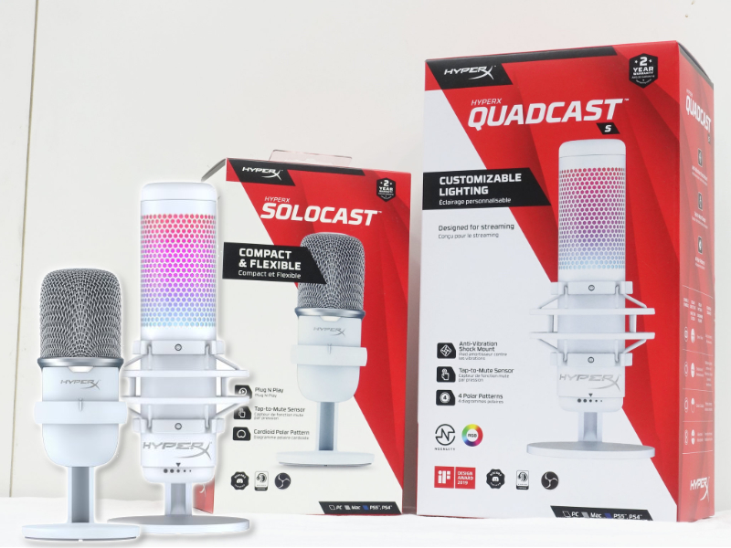 HyperXからスタンドマイク「SoloCast」「QuadCast S」にホワイトカラー