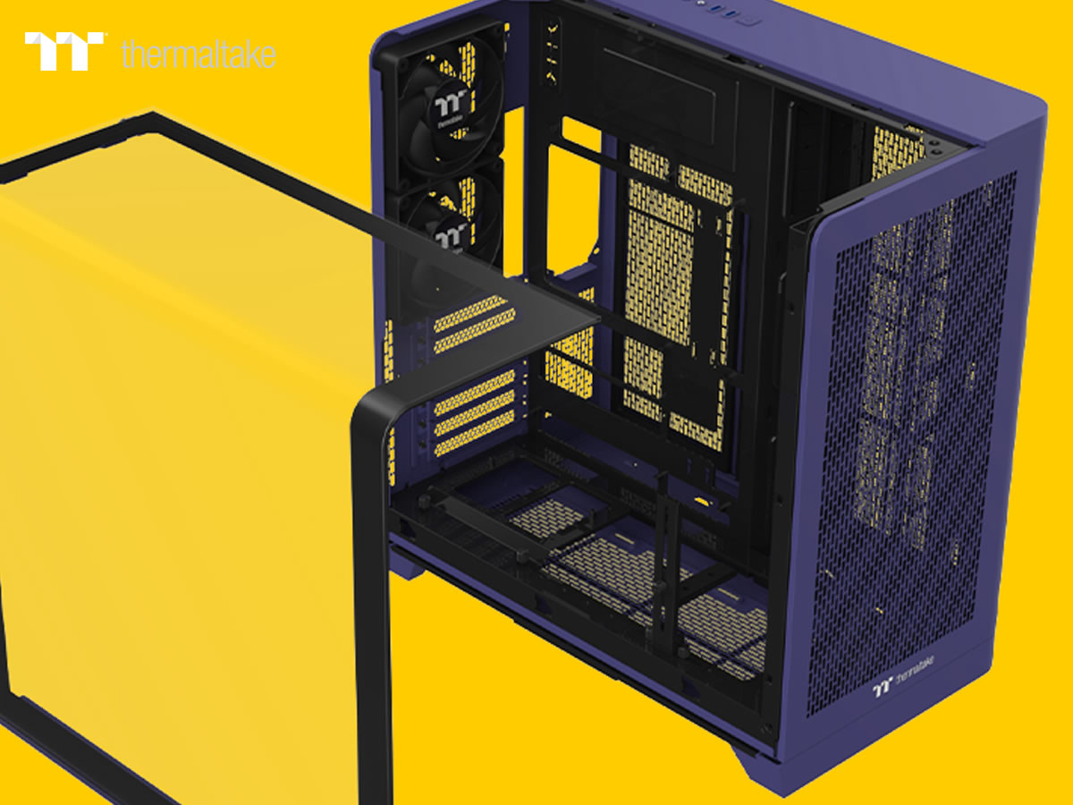 大口径200mmケースファン搭載可能、正面から上部にかけての曲面強化