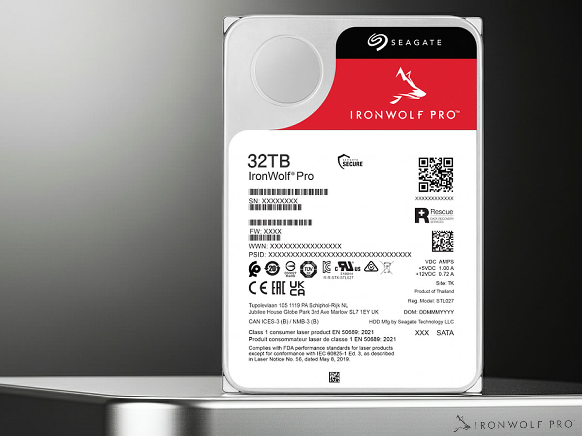 Seagate、NAS向け3.5インチIronWolf Proシリーズに大容量32TBモデル