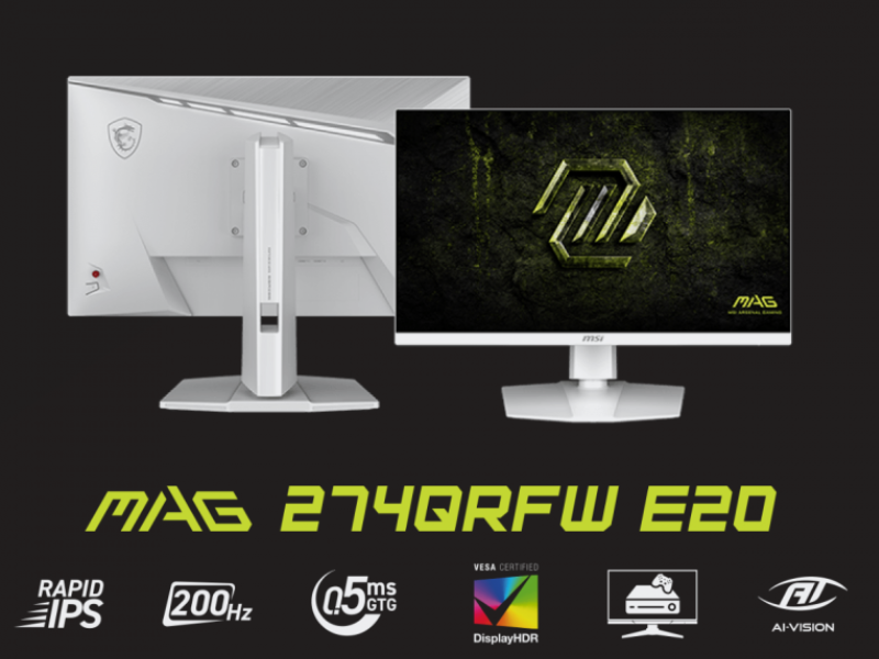 MSIから、白い筐体に高性能スタンド搭載、WQHDで200Hz対応のRAPID IPS
