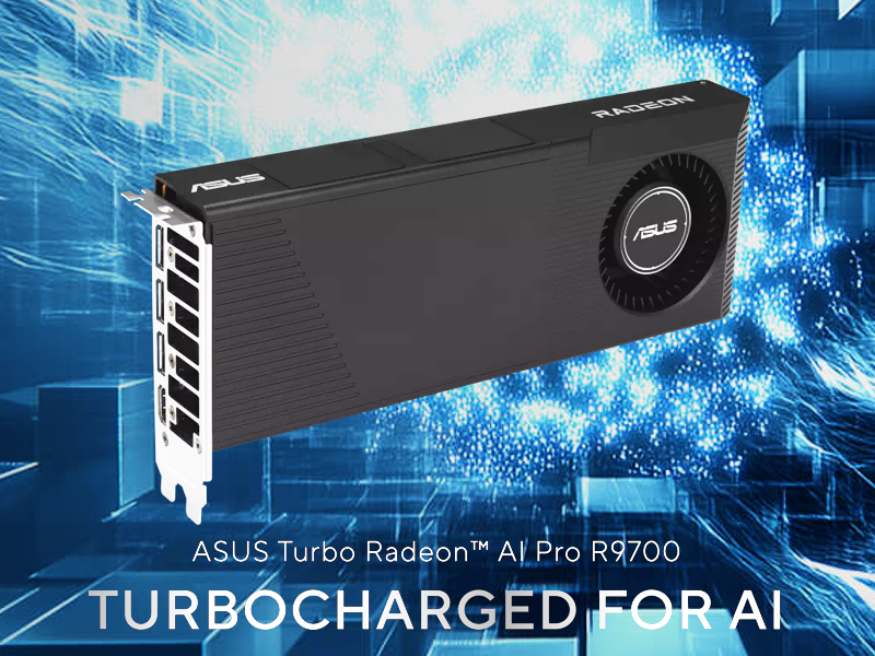 ASUS、大容量32GBメモリ搭載AMD Radeon AI PRO R9700 GPU搭載